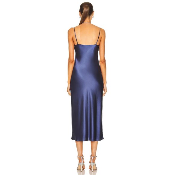 SABLYN Taylor Dress Poseidon Silk Midi Dark Blue - Picture 3 of 3